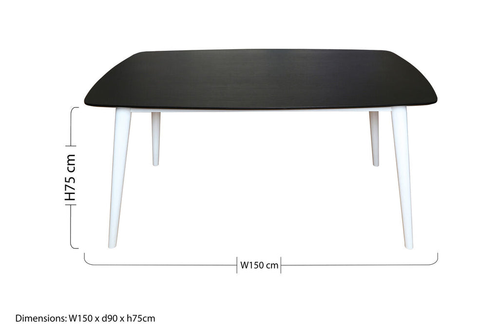 Orsina Cassy Black Ash Veneer 4-Seater Rubberwood Dining Table