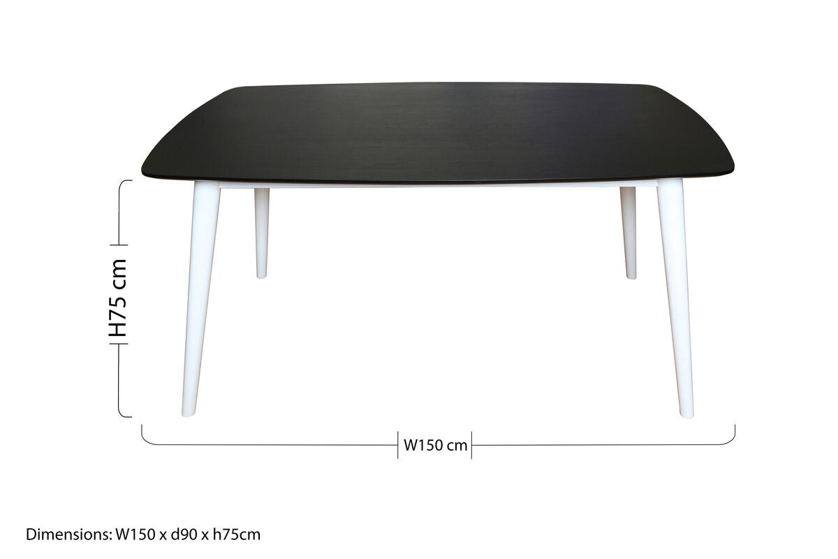Orsina Cassy Black Ash Veneer 4-Seater Rubberwood Dining Table