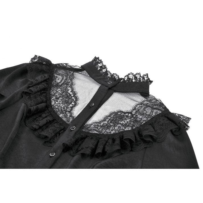 Dark in Love Bellatrix Frill Blouse – Black Victorian Gothic Top