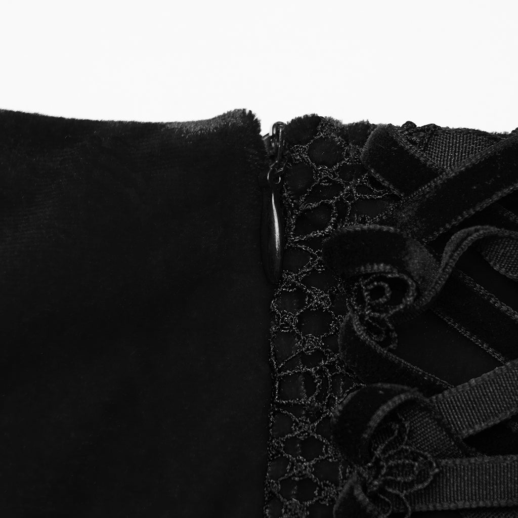 Punk Rave Belladonna Goth Rose Fishtail Skirt – Lace High Waist