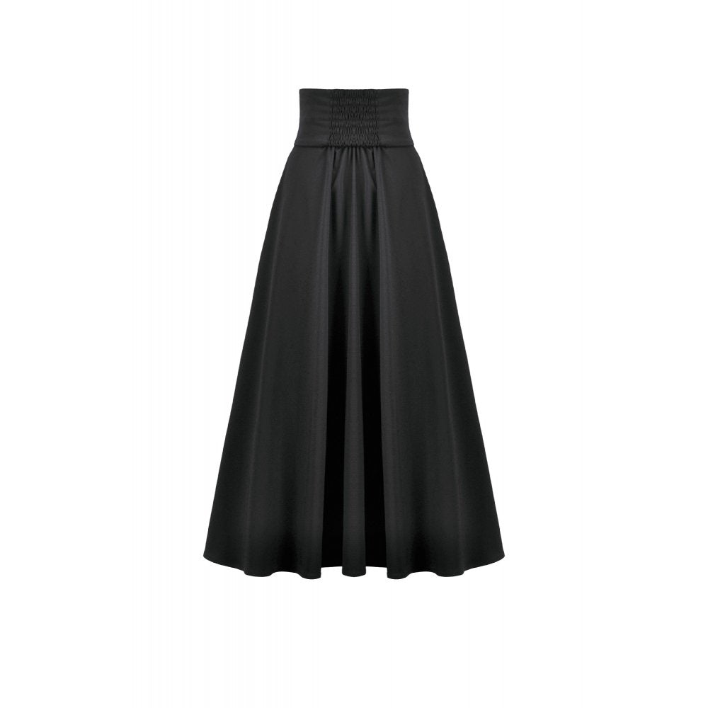 Dark in Love Gothic Long Skirt – High Waist Lace Inset Flowing Skirt