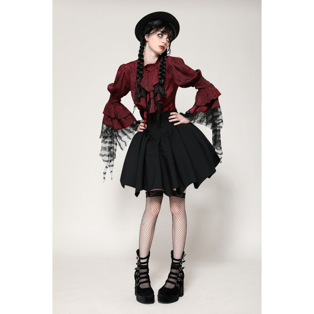 Dark in Love Keziah High Waisted Skirt – Bat Wing Hem Gothic Skirt