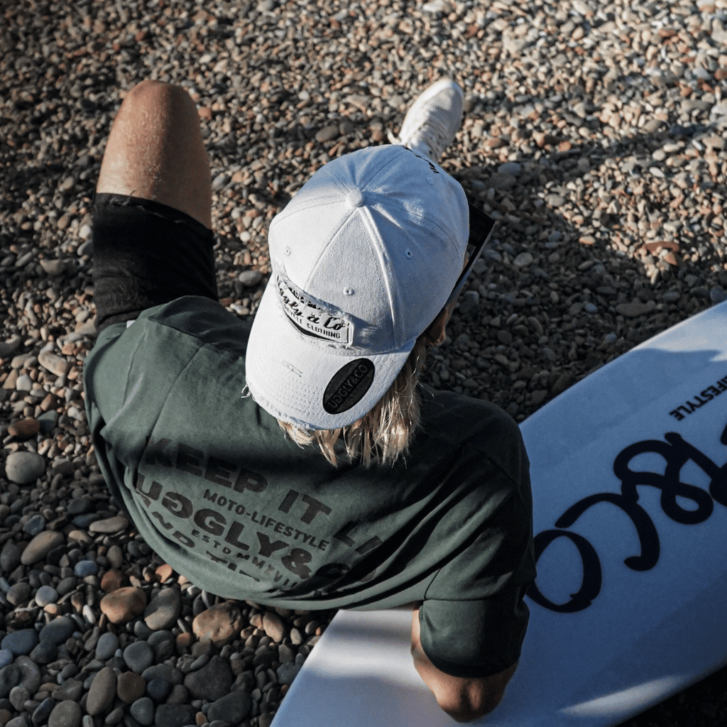 Uggly and Co White Diamond Vintage Cap – Acid Wash Distressed Hat
