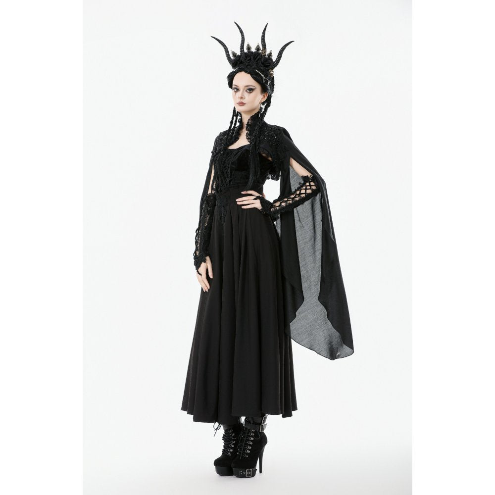 Dark in Love Erzsébet Gothic Lace Cape Shrug – Black Victorian Capelet