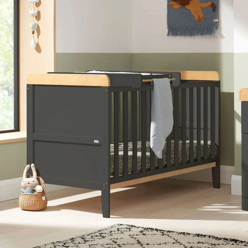 Tutti Bambini Rio Cot Bed with Cot Top Changer & Mattress - Slate/Honey Oak