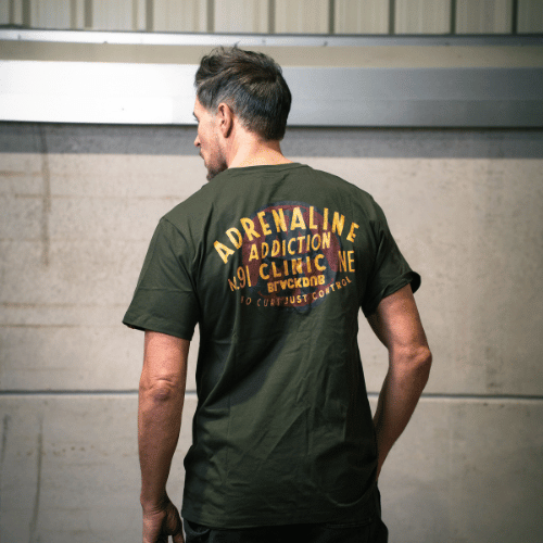 Uggly and Co Adrenaline Addiction Green Graphic Motorcycle Tee