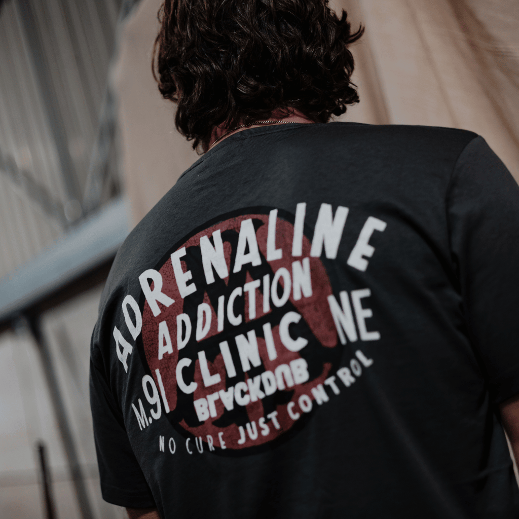 Uggly and Co Adrenaline Addiction Grey Cotton Motorcycle Graphic Tee