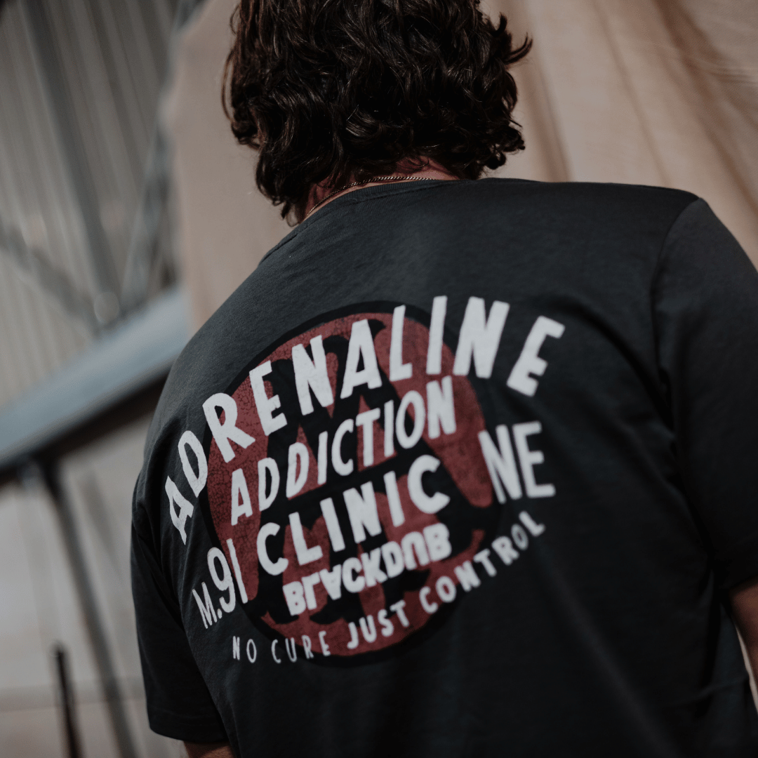 Uggly and Co Adrenaline Addiction Grey Cotton Motorcycle Graphic Tee