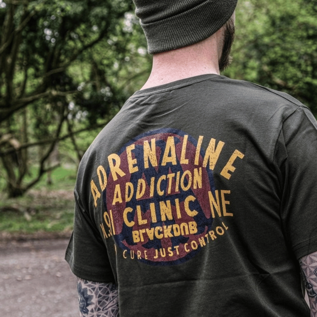 Uggly and Co Adrenaline Addiction Green Graphic Motorcycle Tee
