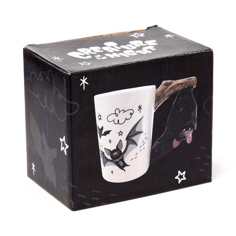 Kate's Clothing Bat Ceramic Mug – Gothic 400ml Cup with Bat Handle