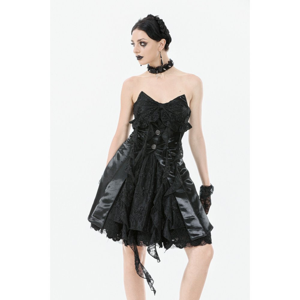 Dark in Love Sabine Gothic Layered Mini Dress | Lace Sweetheart Style