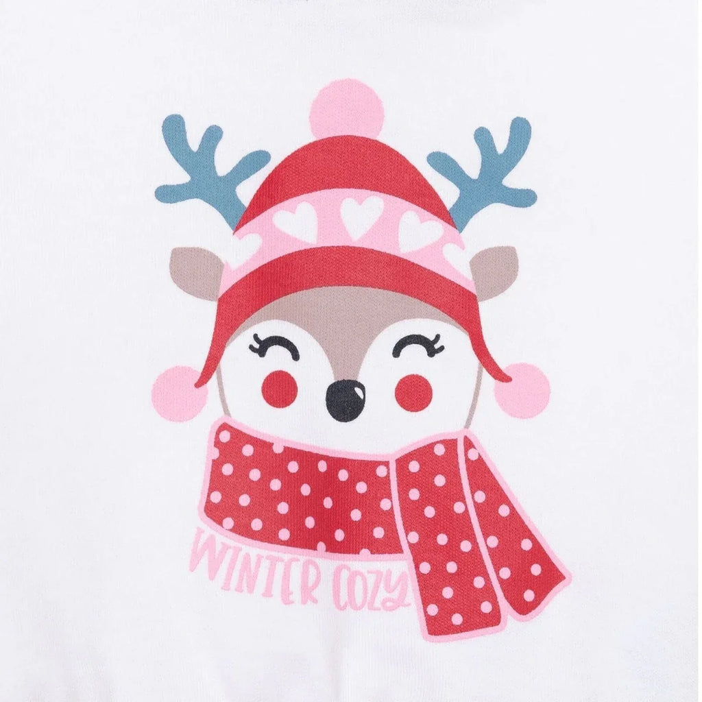 HelloBaby Girls Long Sleeve Pyjamas Set Animal with Poppers Christmas Crew Neck Long Leg Long Sleeve - Red