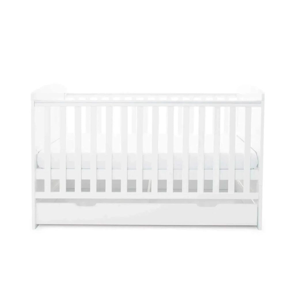 Ickle Bubba Coleby Classic Cot Bed & Under Drawer White - Premium Pocket Sprung Mattress