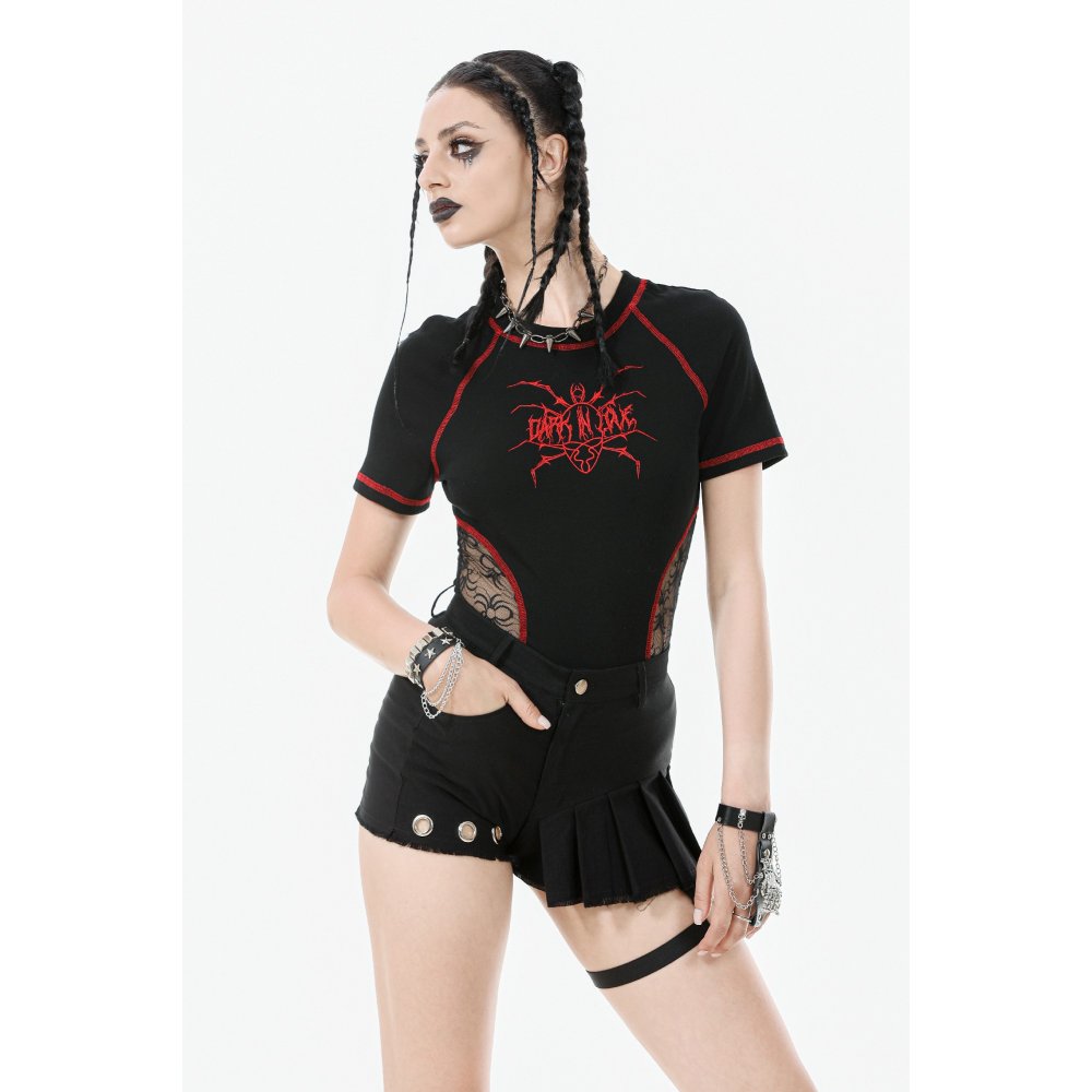 Dark in Love Gwen Black Pleated Garter Shorts – High-Waisted Goth