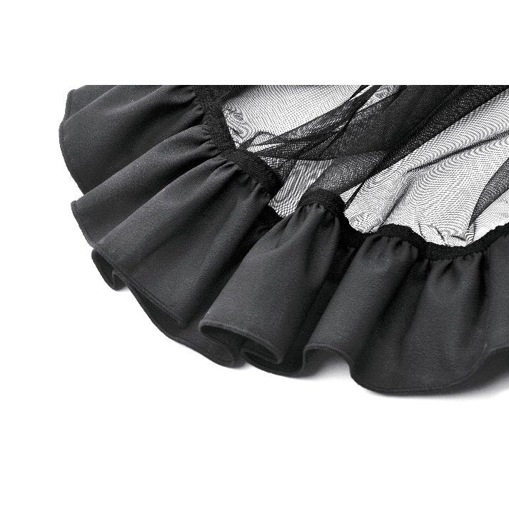 Dark in Love Belladonna Goth Skirt – Black Mesh with Buckle Straps