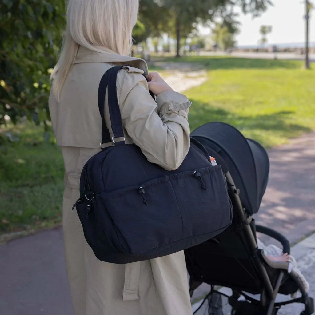 Baby Mom Quilted Shoulder Bag – Black