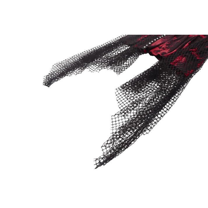 Dark in Love Bellatrix Red & Black Mesh Gothic Asymmetrical Dress