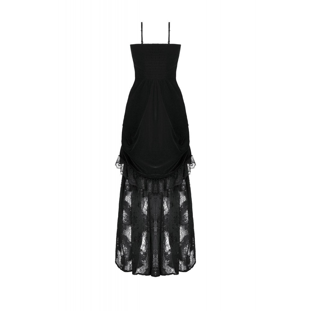 Dark in Love Vampiress Velvet and Lace Maxi Dress – Gothic Black