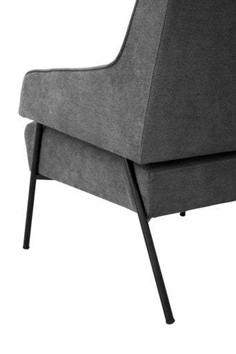 Orsina Henia Ash Grey Velvet Accent Chair | High Back Armchair