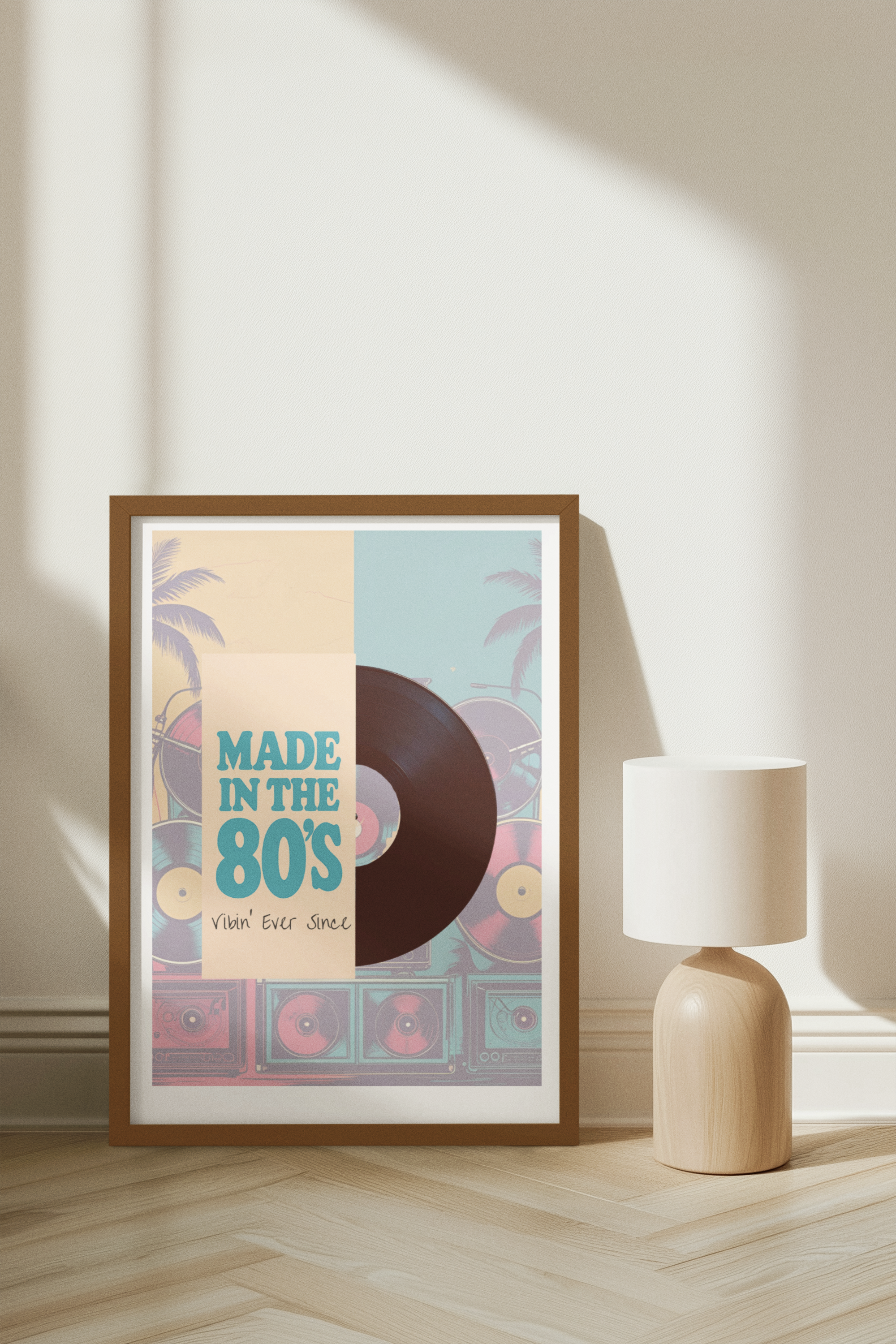 80s Retro Vinyl Record Poster - Boombox Wall Art - Vintage Music Print for Music Lovers