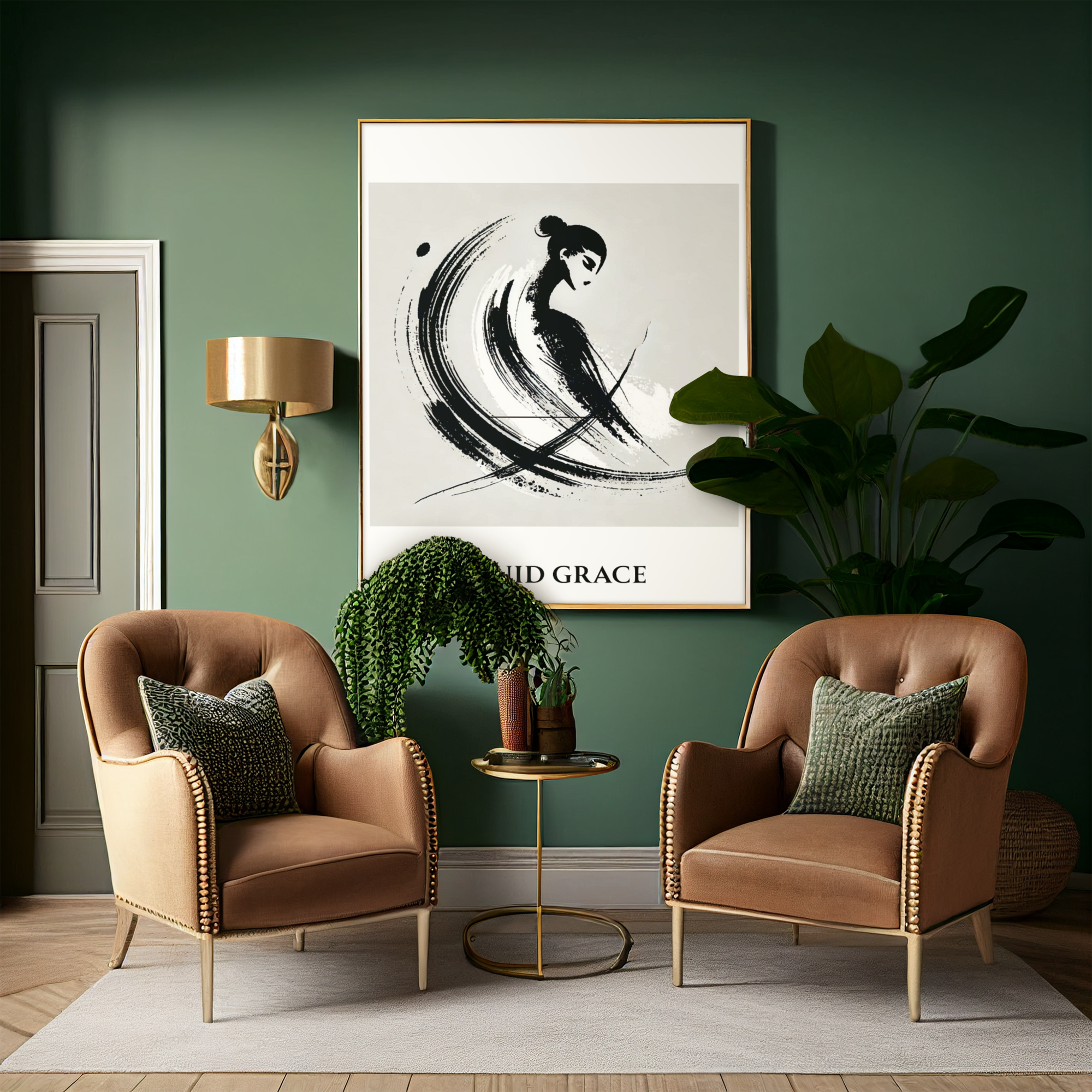 Minimalist Ink Brush Wall Art Print – Modern Abstract Black and White Poster, Japandi Decor, Contemporary Neutral Artwork