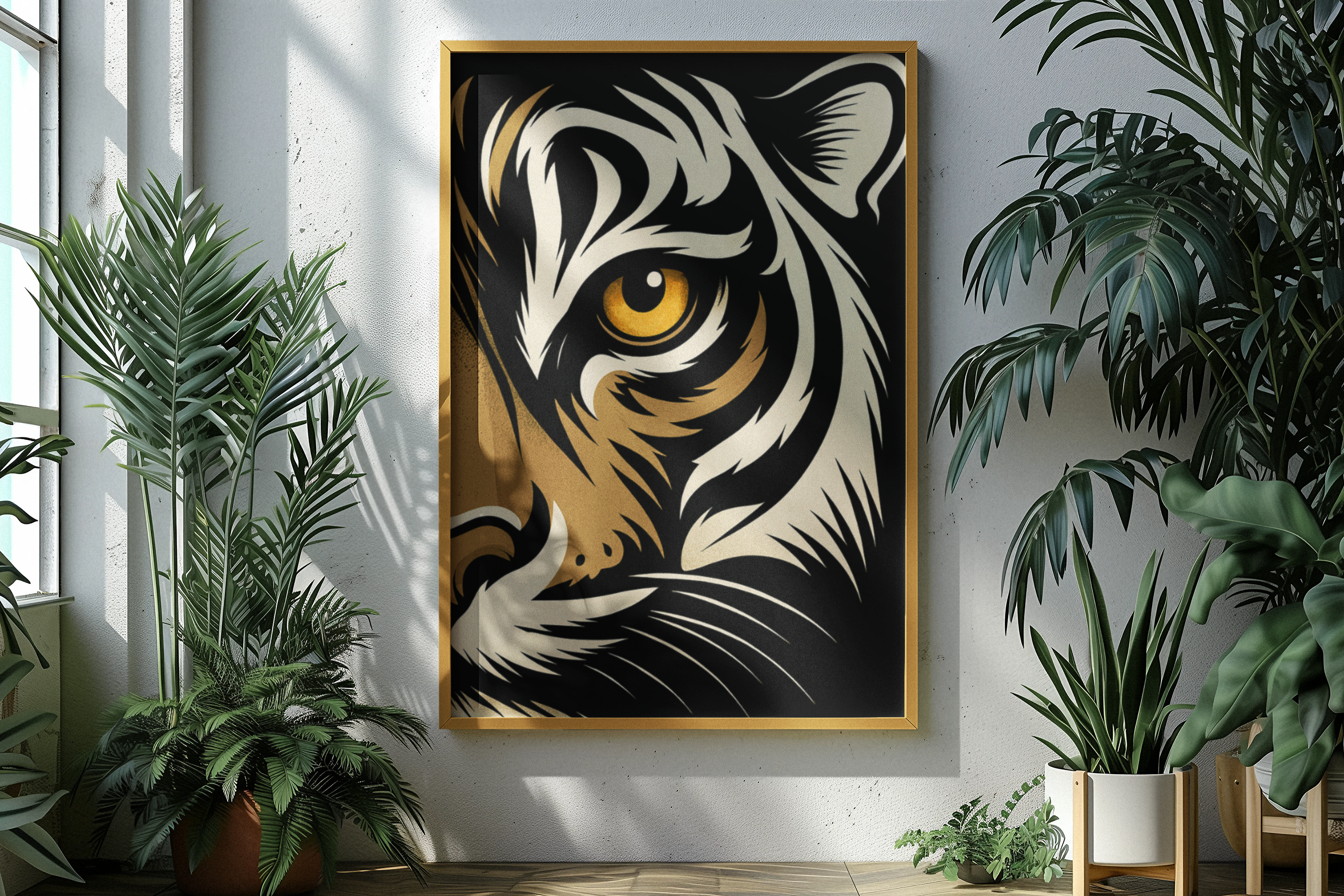 Lion Eye Wall Art - Bold Animal Portrait Poster - Modern Wildlife Decor