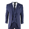 AK-04 - Men's Herringbone Tweed 3 Piece Blue Suit Wedding Blinders