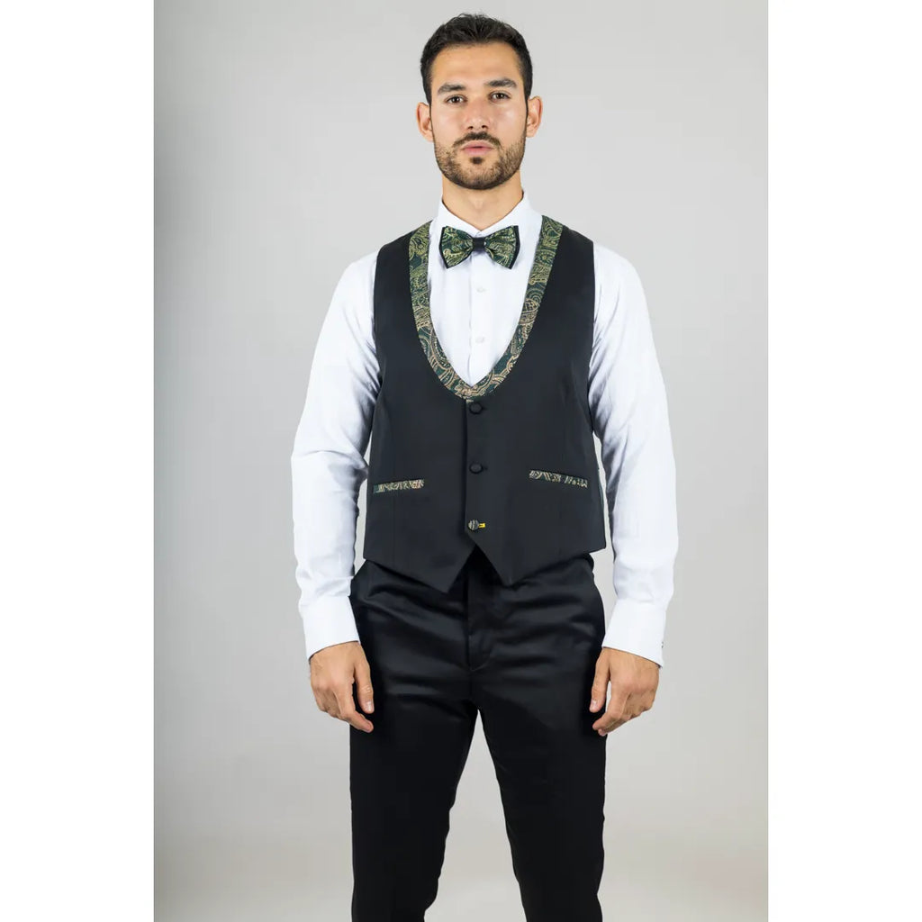 AK-28 - Men's 3 Piece Green Paisley Wedding Suit