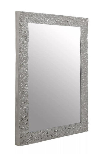 Orsina Akola Rectangular Wall Mirror | Textured Silver Frame