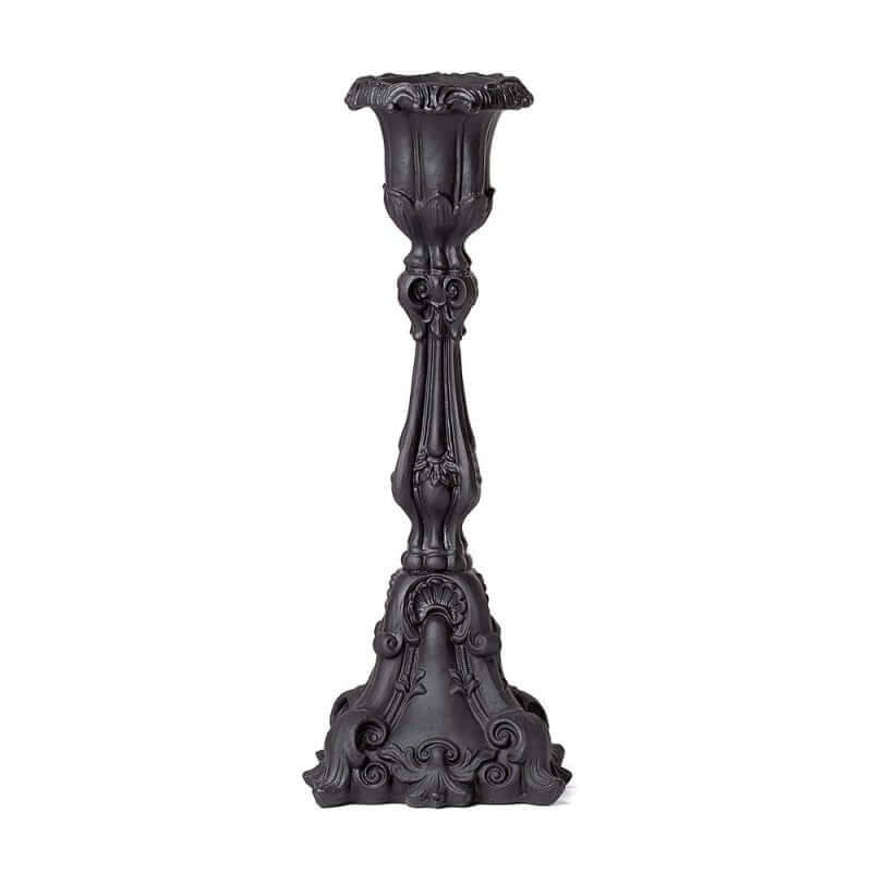 Alchemy Gothic Baroque Candle Holder – Matt Black Resin Candlestick