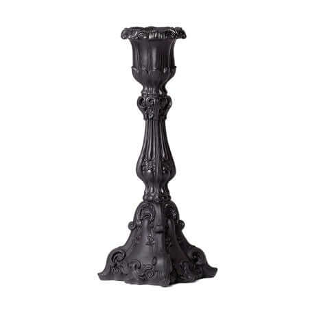 Alchemy Gothic Baroque Candle Holder – Matt Black Resin Candlestick