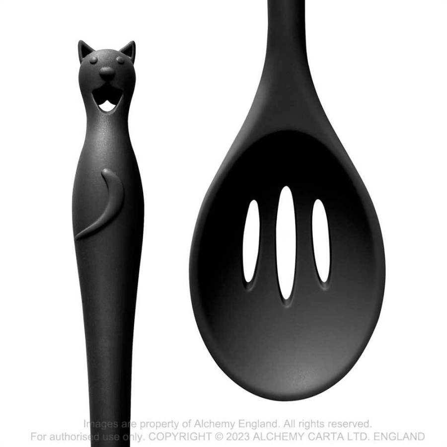 Alchemy Gothic Black Cat Slotted Spoon – Heat Resistant Silicone Utensil