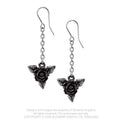 Alchemy Gothic Black Rose Droppers – Pewter Rose Drop Earrings