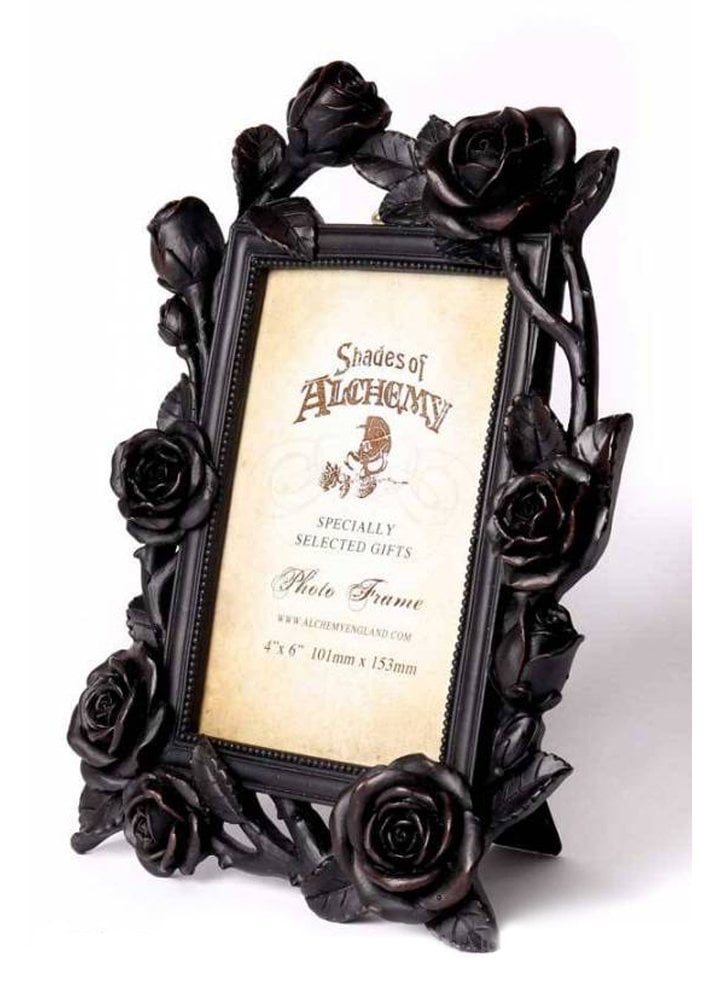 Alchemy Gothic Rose & Vine Photo Frame | Black Resin 4x6 Picture Frame