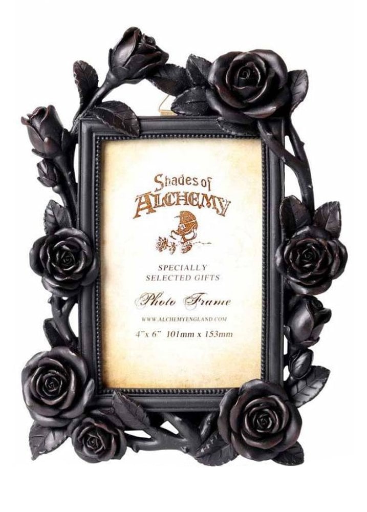 Alchemy Gothic Rose & Vine Photo Frame | Black Resin 4x6 Picture Frame