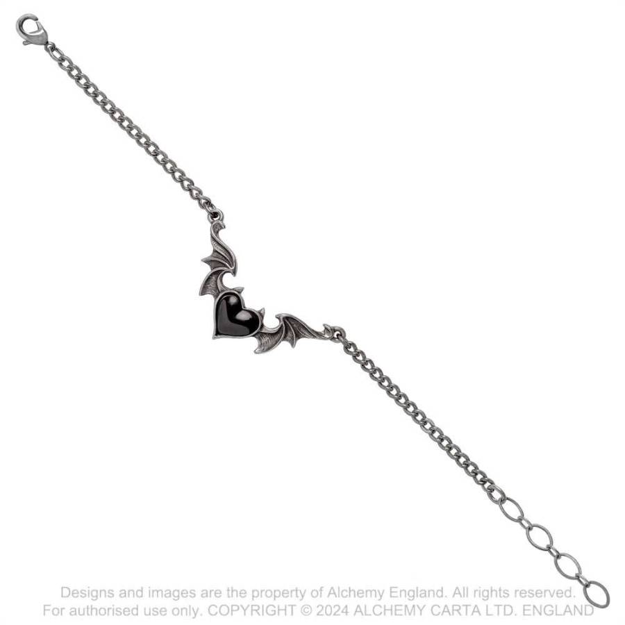 Alchemy Gothic Blacksoul Pewter Bracelet | Black Demon Heart Jewelry