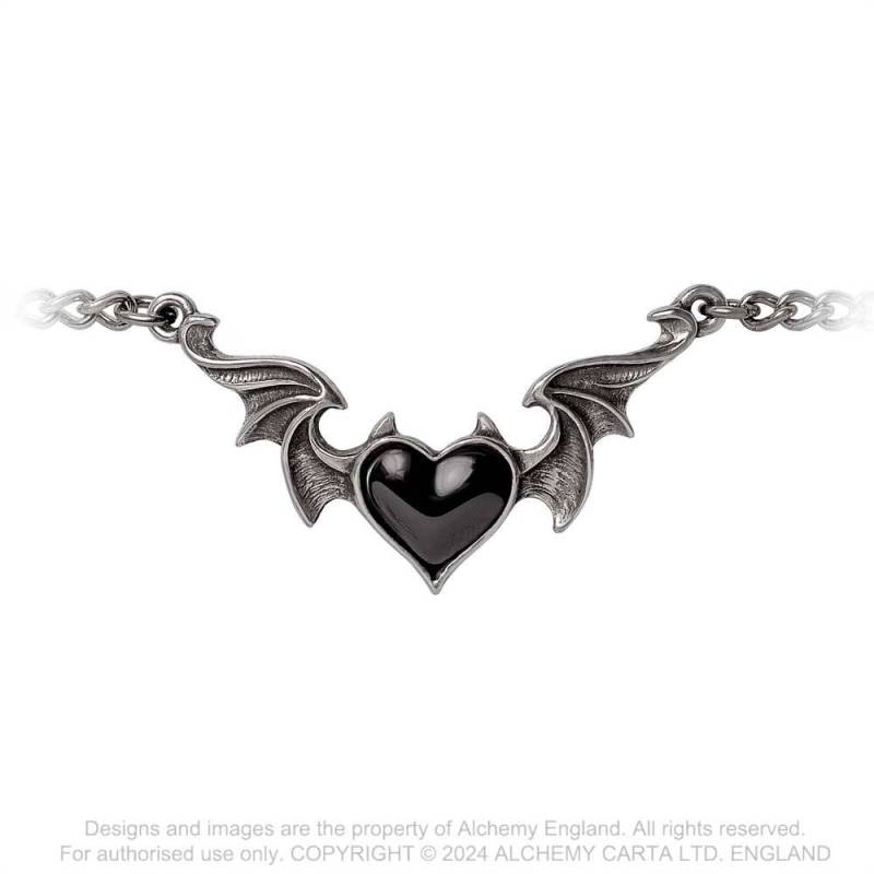 Alchemy Gothic Blacksoul Pewter Bracelet | Black Demon Heart Jewelry