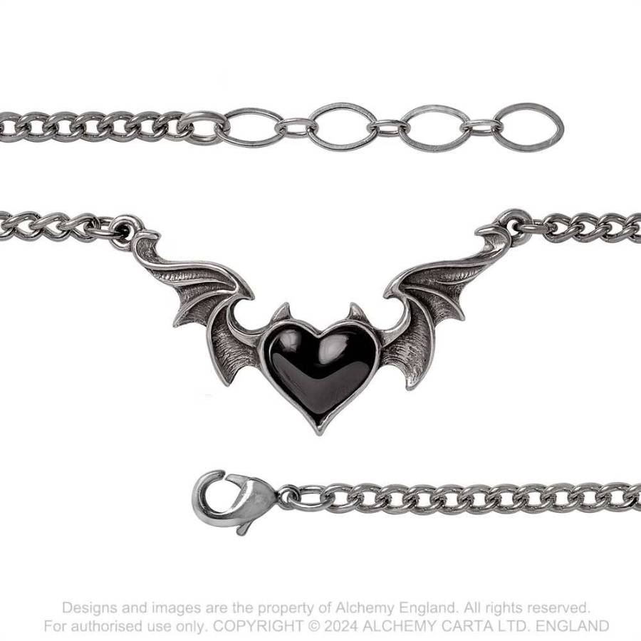 Alchemy Gothic Blacksoul Pewter Bracelet | Black Demon Heart Jewelry