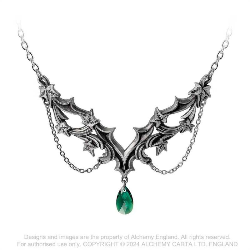Alchemy Gothic Churchyard Necklace | Pewter Ivy & Austrian Crystal