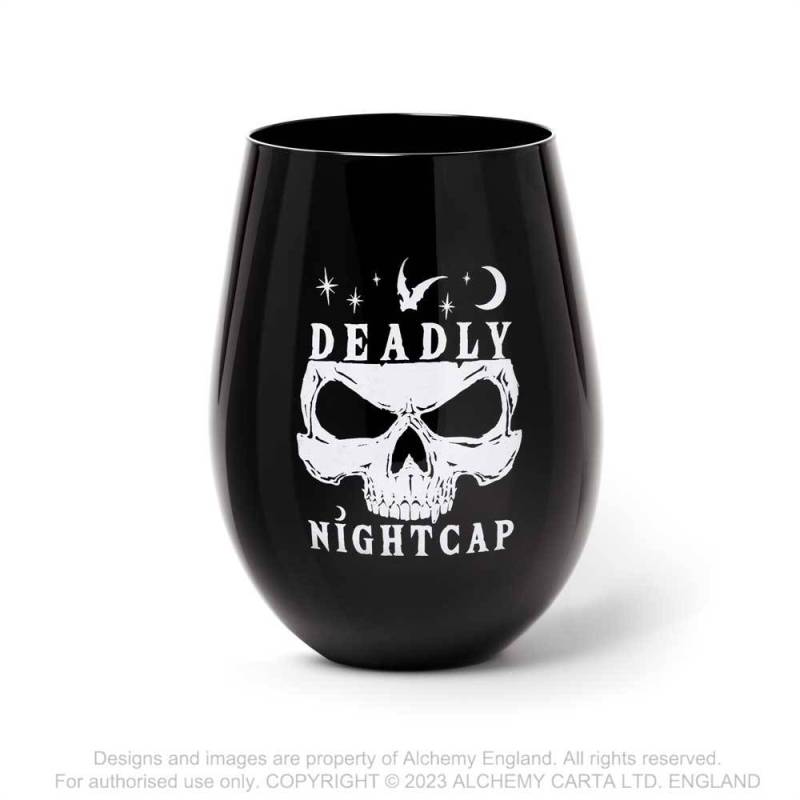 Alchemy Gothic Deadly Nightcap Skull Stemless Glass - Black 540ml