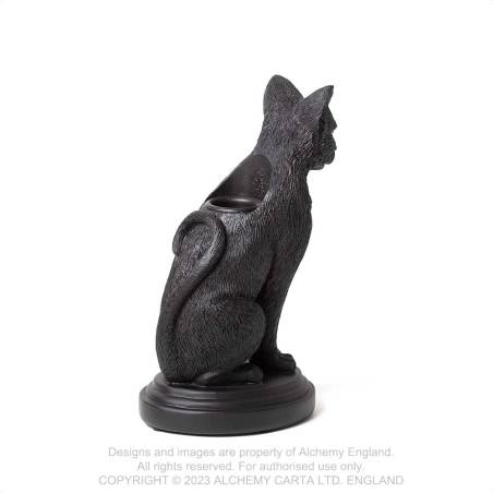 Alchemy Gothic Faust's Familiar Black Cat Candlestick Holder | Polyresin
