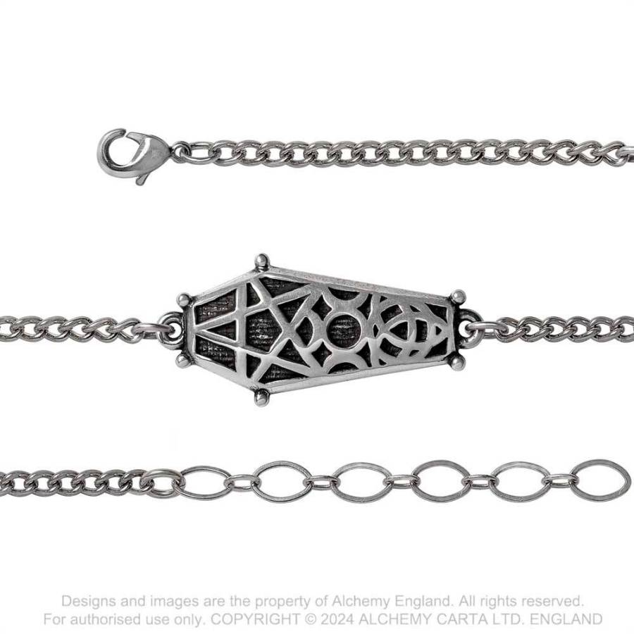 Alchemy Gothic Hex Coffin Bracelet | Antiqued English Pewter