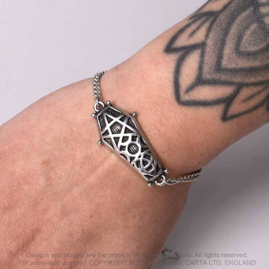 Alchemy Gothic Hex Coffin Bracelet | Antiqued English Pewter