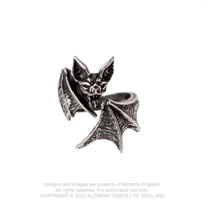 Alchemy Gothic Nighthawk Pewter Ring – Vampiric Bat Gothic Jewelry