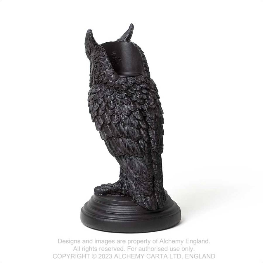 Alchemy Gothic Owl of Astrontiel Candlestick Holder – Resin Gothic Decor