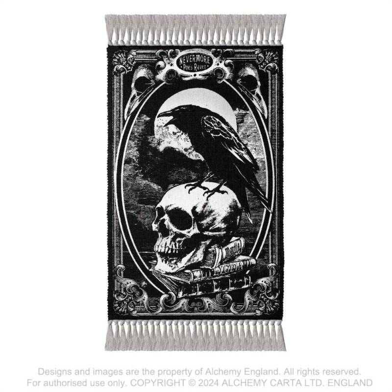Alchemy Gothic Poe's Raven Rug | 100% Cotton Hand Loomed Decor