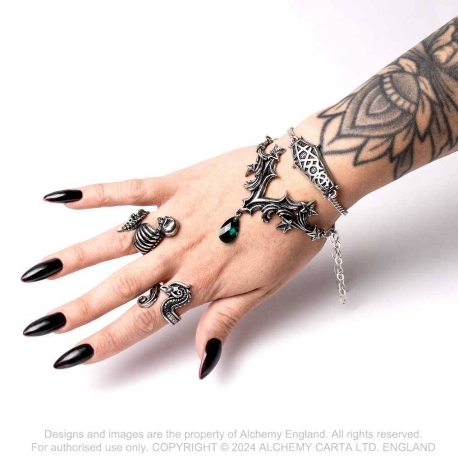 Alchemy Gothic Resurrected Skull Rib Cage Ring | Fine English Pewter