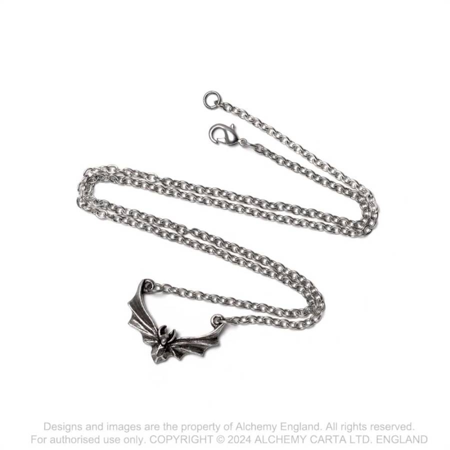 Alchemy Gothic The Attic Night Bat Necklace | Antiqued English Pewter