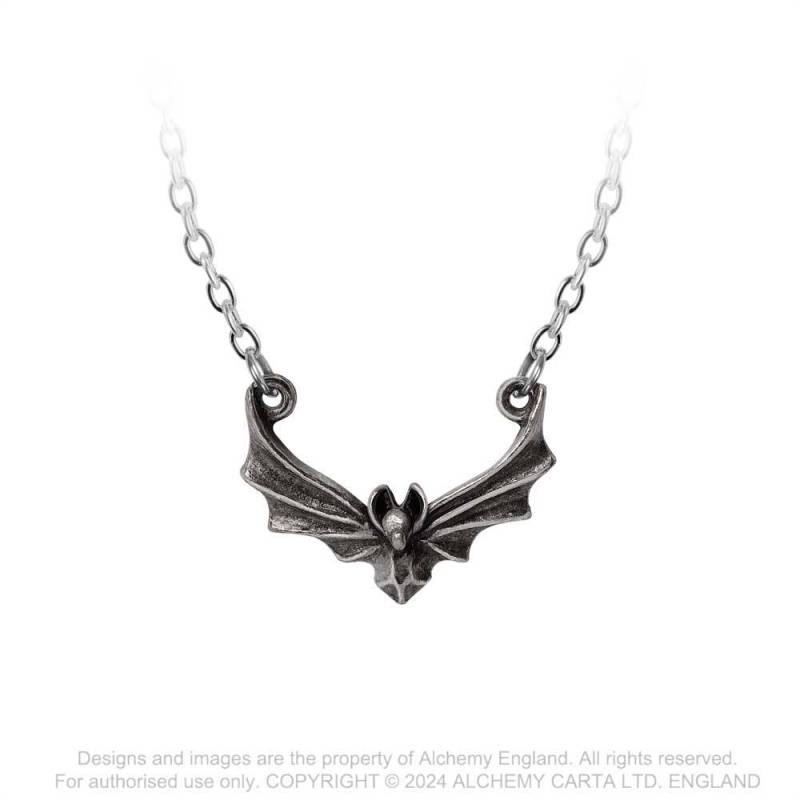 Alchemy Gothic The Attic Night Bat Necklace | Antiqued English Pewter