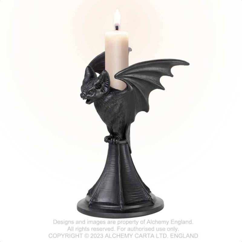 Alchemy Gothic Vespertilio Bat Candlestick Holder | Polyresin Decor